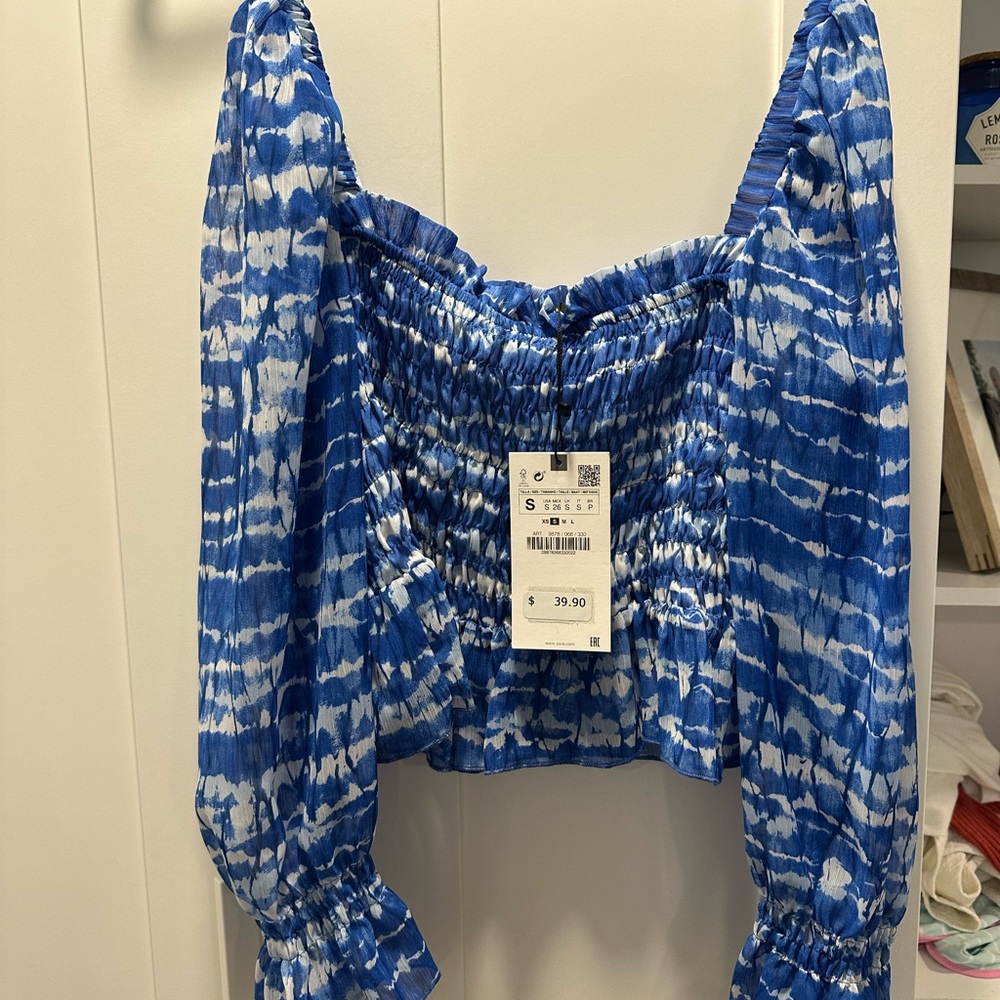 Zara Blue Blouse Elegant Top